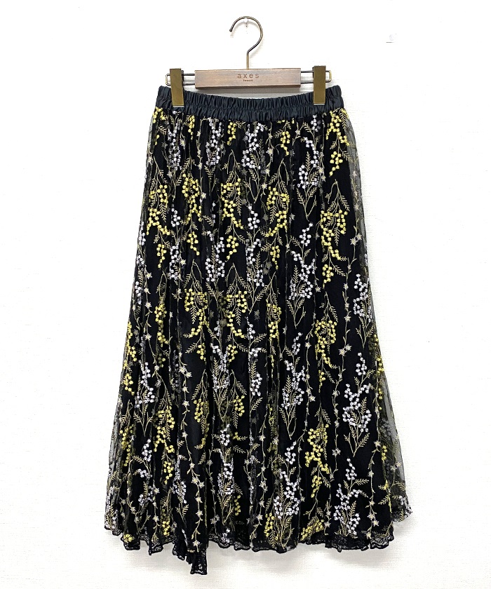 ミモザ刺繍チュールロングスカート | vintage｜axesfemme online shop