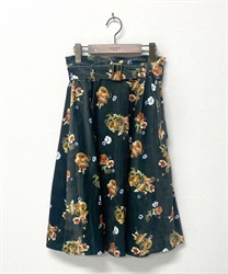 【vintage】花柄プリントベロアスカート