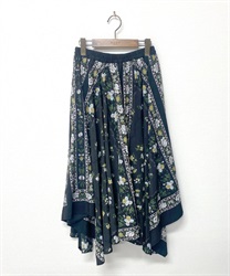 【vintage】花モチーフスカーフ柄スカート