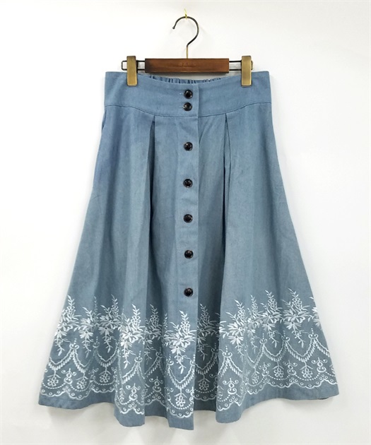 【axesfemme】裾刺繍デニムスカート