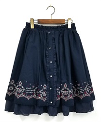 【axesfemme】メルヘンカラー刺繍入りスカート(紺-Ｍ)