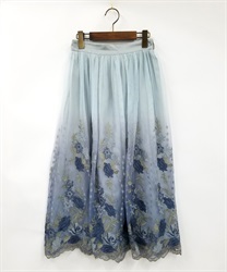 【axesfemme】グラデチュール刺繍スカート(ブルー-Ｍ)