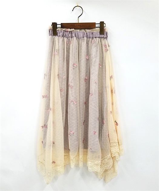 【axesfemme】小花刺繍イレヘムスカート