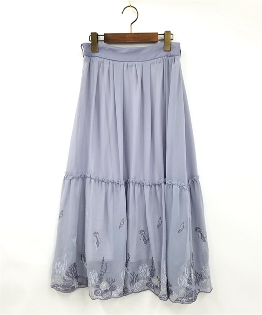 【axesfemme】マリンフラワー裾刺繍スカート