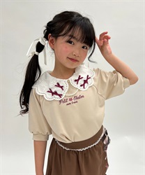 kids襟付きネコ刺繍トレーナー【タイムセール対象商品】(生成り-120cm)