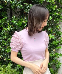 ローズ刺繍フリル袖カットＰＯ(ピンク-M)