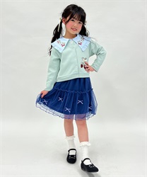 kidsリボンディテールチュールスカート(紺-120cm)