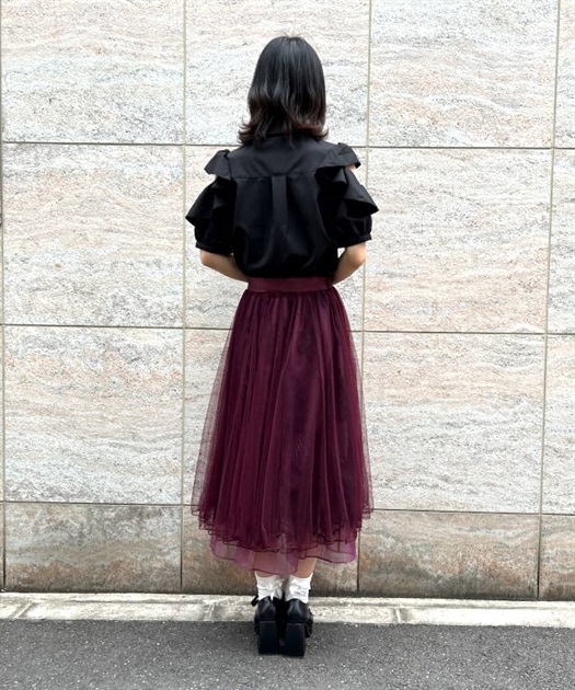 リボン付レース×チュールスカート | POETIQUE | axes femme online shop