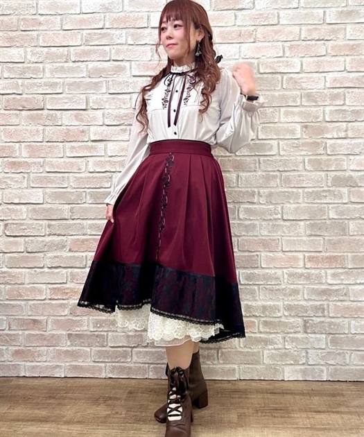 薔薇刺繍バイカラースカート アクシーズファム公式通販 axes femme online shop