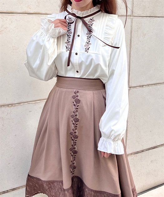 薔薇刺繍バイカラースカート | axes femme | axes femme online shop