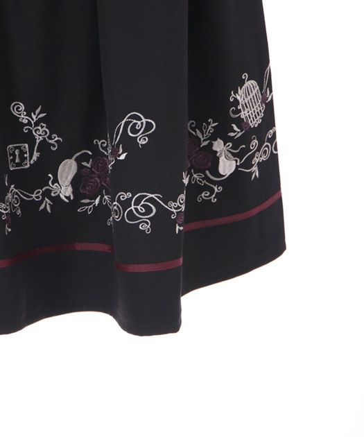 リボン付猫刺繍スカート | レディース服・レディースファッションなら