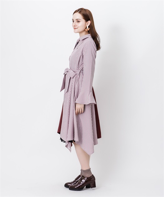 Outlet 薔薇刺繍バイカラー長袖ワンピース Outlet Axes Femme Online Shop