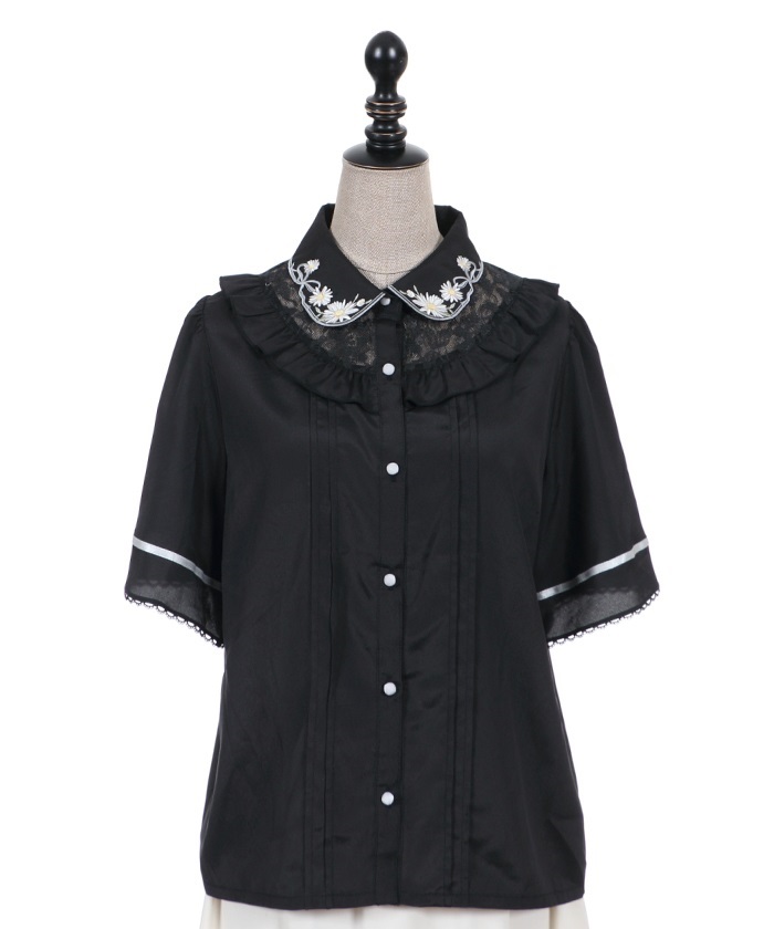 フラワー刺繍襟半袖ブラウス | アクシーズファム公式通販 axes femme online shop