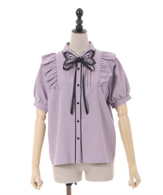 バタフライ刺繍襟半袖ブラウス | POETIQUE | axes femme online shop