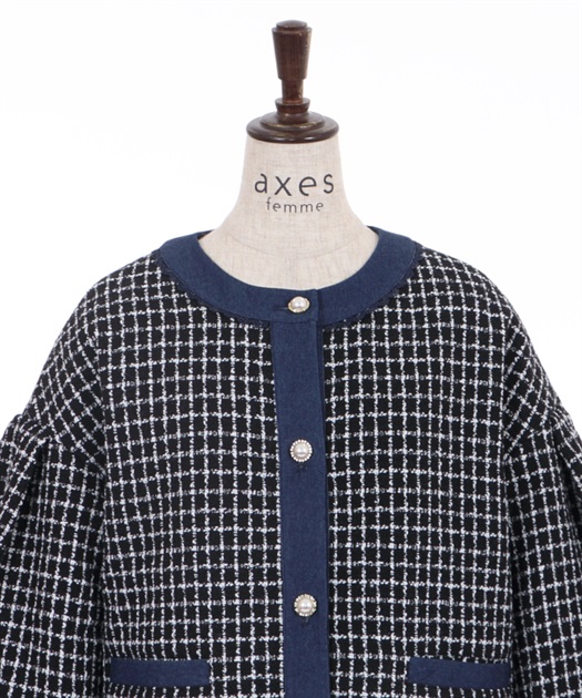 ツイード×デニムブルゾン | outlet | axes femme online shop