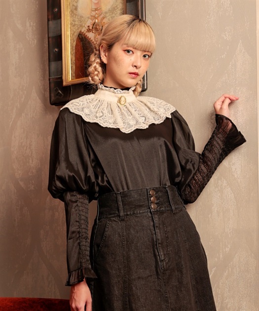 レース襟付シフォンブラウス | outlet | axes femme online shop