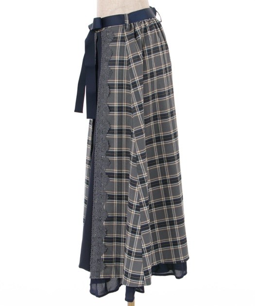 バイカラーチェックロングスカート | outlet | axes femme online shop