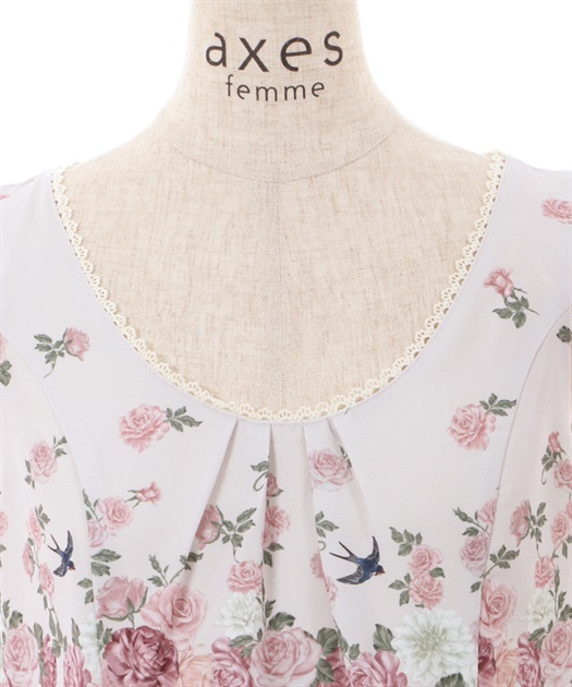 蔓薔薇柄ノースリワンピース | axes femme | axes femme online shop