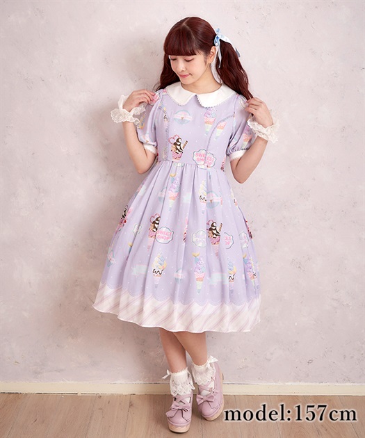 アイス柄半袖ワンピース Kawaii Axes Femme Online Shop