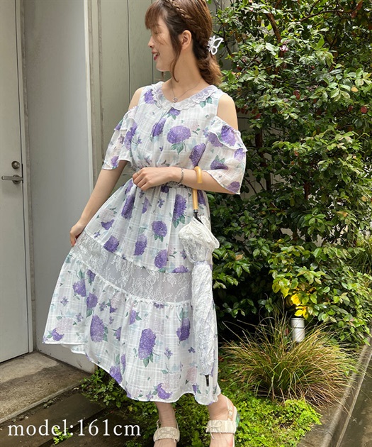 【値下げ】高級 紫陽花カラー ロングドレス