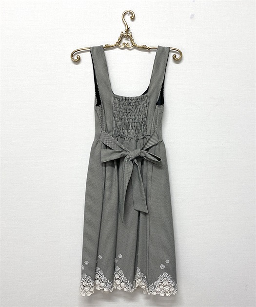 ギンガムチェック裾刺繍ワンピース | vintage｜axesfemme online shop