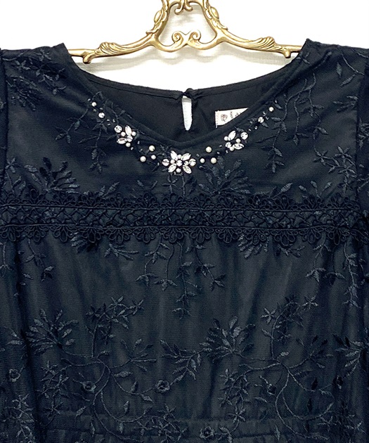 チュール刺繍×プリーツドレス | vintage｜axesfemme online shop